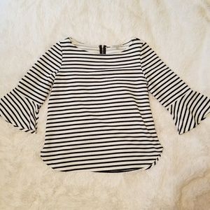 Striped bell sleeve blouse